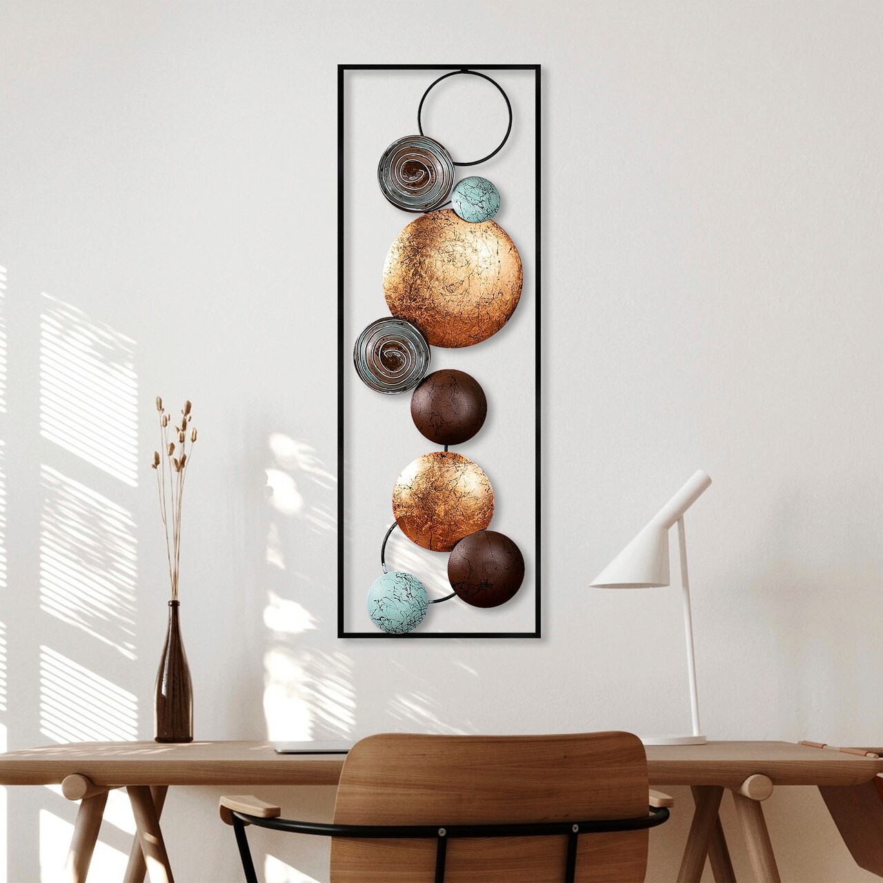 Decoratiune de perete, Textured, Metal, 90 x 32 x 4 cm, Multicolor - 1 | YEO