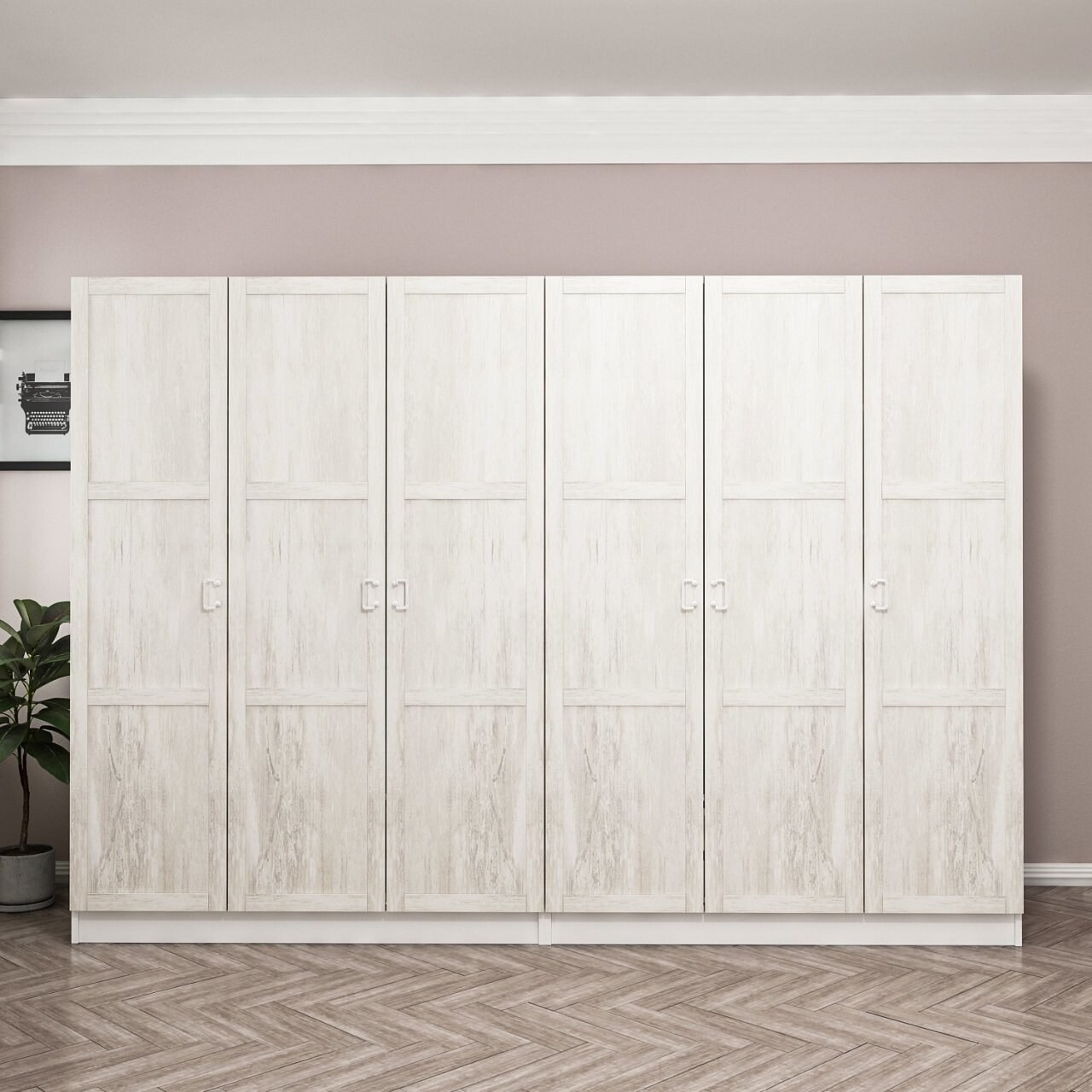 Dulap pentru haine, Minerva, Kale, 270x210x52 cm, PAL, Alb - 1 | YEO