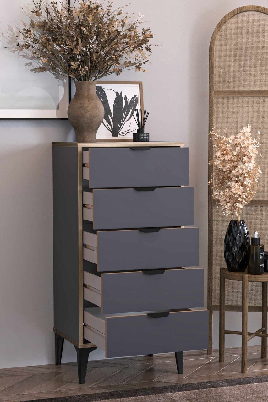 Dulap, Hanah Home, Arden, 50x105x40 cm, Antracit - imagine 5