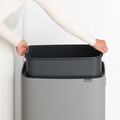 Cos de gunoi cu soft touch, Brabantia, Bo Touch Mineral, 60 L, 31.2x54.5x65.6 cm, otel, gri