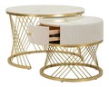 Set 2 masute de cafea Votix, Mauro Ferretti, 70x48 cm, 50x43.5 cm, lemn de pin/MDF/metal, crem/auriu