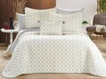 Set cuvertura de pat dubla 3 piese, Brillance - Cream, Grey, Lumea zestrei, Catifea