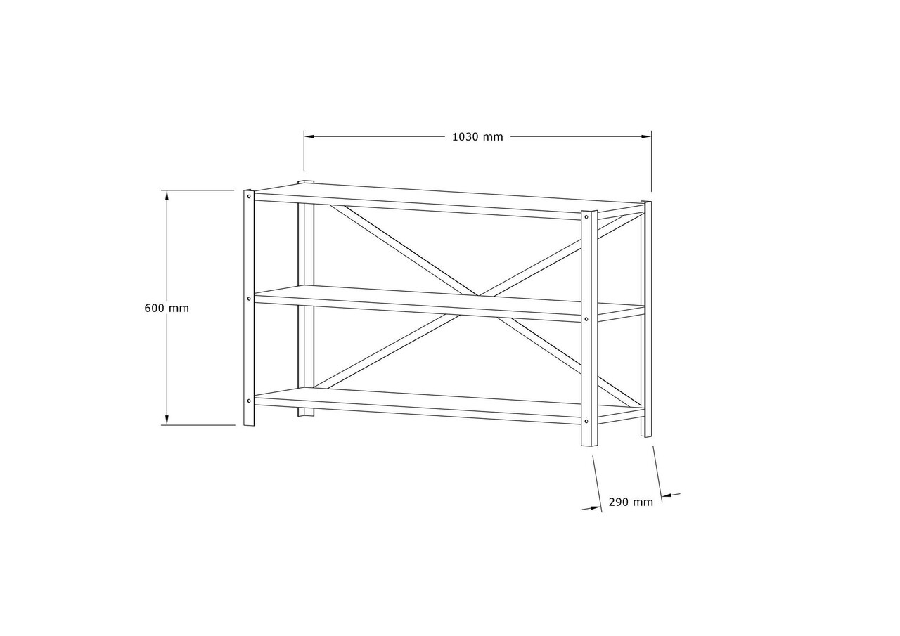 Corp biblioteca, Hanah Home, Derby, 103x60x29.5 cm, Maro - view 8