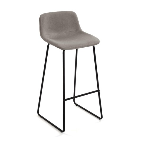 Scaun de bar Karola, Versa, 43 x 47.5 x 99 cm, metal/textil, gri deschis