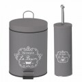 Set cos si perie pentru baie Le Bain, InArt, metal, gri/alb