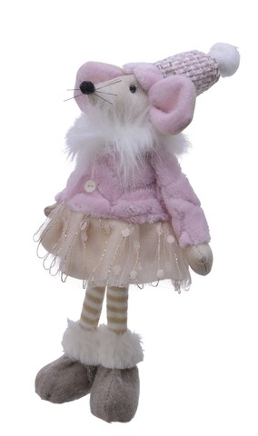 Decoratiune Mouse in dress, Decoris, 13x7x26 cm, poliester, multicolor