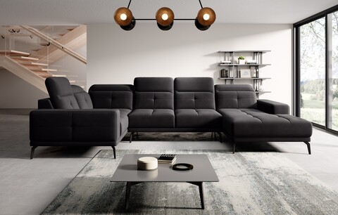 Coltar stanga 6 locuri ELTAP, LT-10VE, Neviro, 350x201x77 cm, lemn/poliester, negru