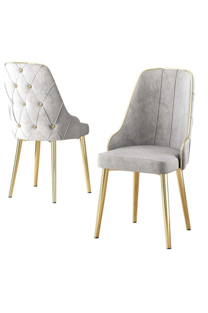 Set scaune 2 piese, Hanah Home, Krax, Gri / Auriu — imaginea 2