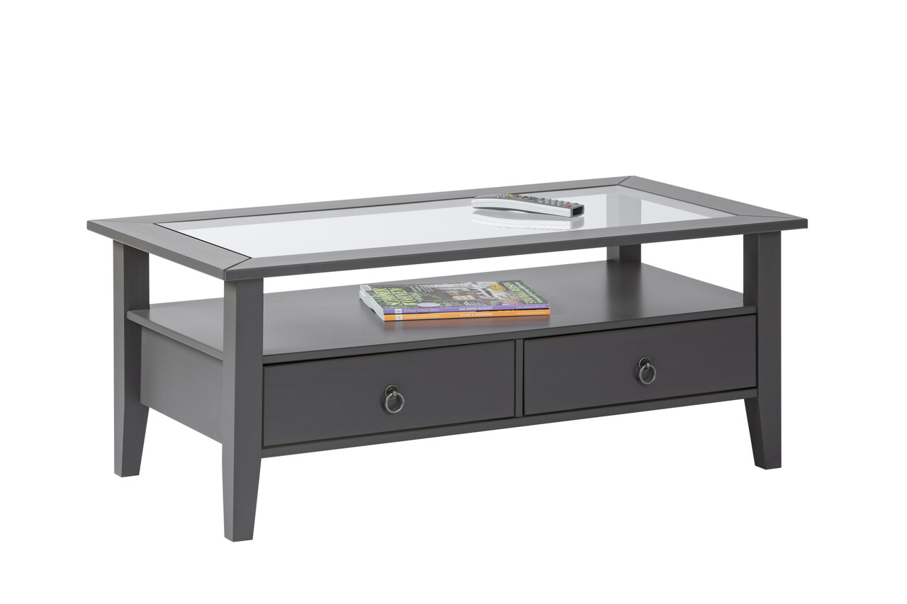 Masuta de cafea Provence 7, Inter Link, 115x60x45 cm, lemn/sticla securizata, gri - imagine 2