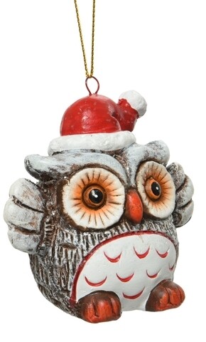 Glob Owl w lines, Decoris, 7.5x5.5x7 cm, teracota, multicolor