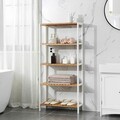 Raft de depozitare multifunctional Vasagle, 60x26x130 cm, max 40 kg, bambus, alb/natural