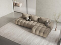 Coltar extensibil dreapta 3 locuri, Linz, Cosmopolitan Design, 275x142x84 cm, cotiera stanga, catifea, bej deschis