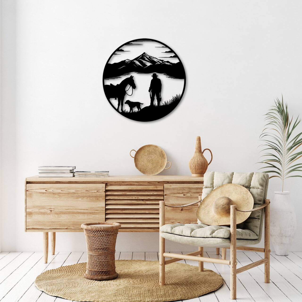 Decoratiune de perete, Hunter on Lake, Dimensiuni: 53 x 53 cm, Negru - view 4