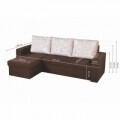 Coltar extensibil reversibil Oslo Dark Chocolate Beige Flower Bedora, cu lada de depozitare, 247x148x78 cm