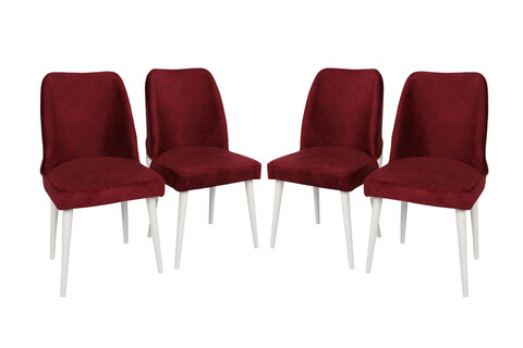 Set scaune (4 bucăți), Nmobb , Nova 782, Metal, Roșu Claret / Alb 782