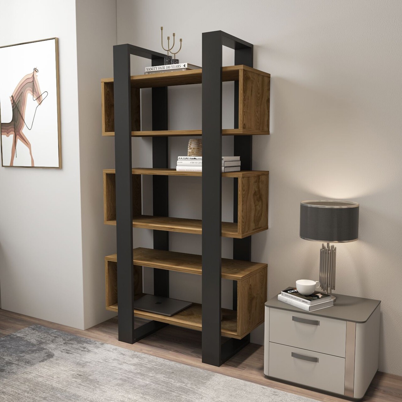 Corp biblioteca, Zena Home, Reina, Nuc / Antracit - 1 | YEO