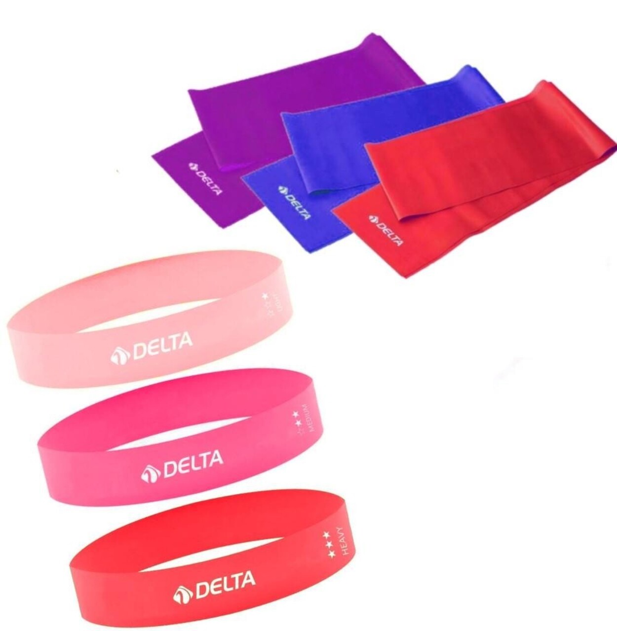 Set 6 benzi elastice 267DLT1114 Mix Tensions, Delta, 90x7.5 cm, cauciuc, multicolor