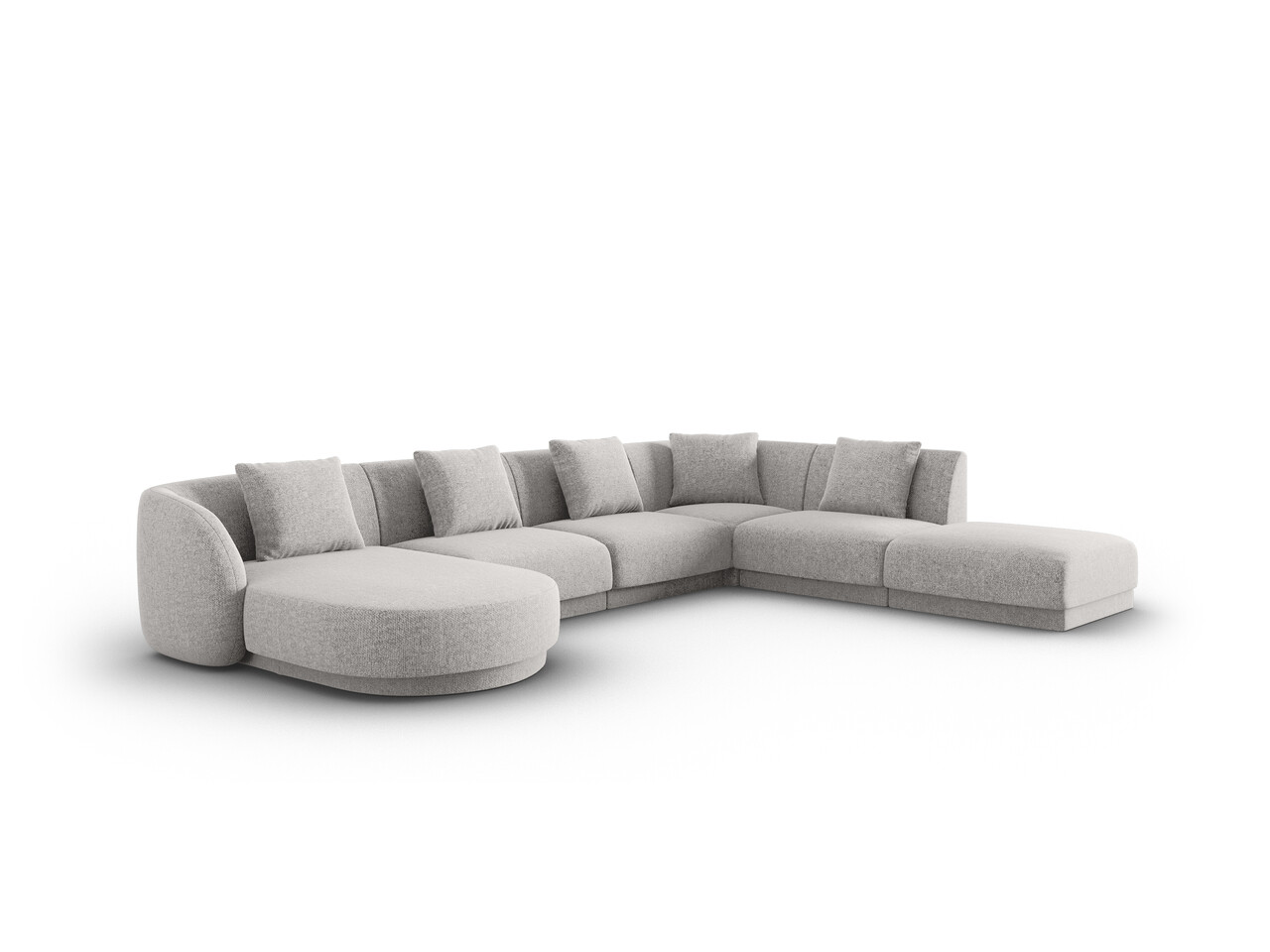 Coltar panoramic dreapta 6 locuri, Tulum, Cosmopolitan Design, 330x255x70 cm, tesatura chenille, gri deschis