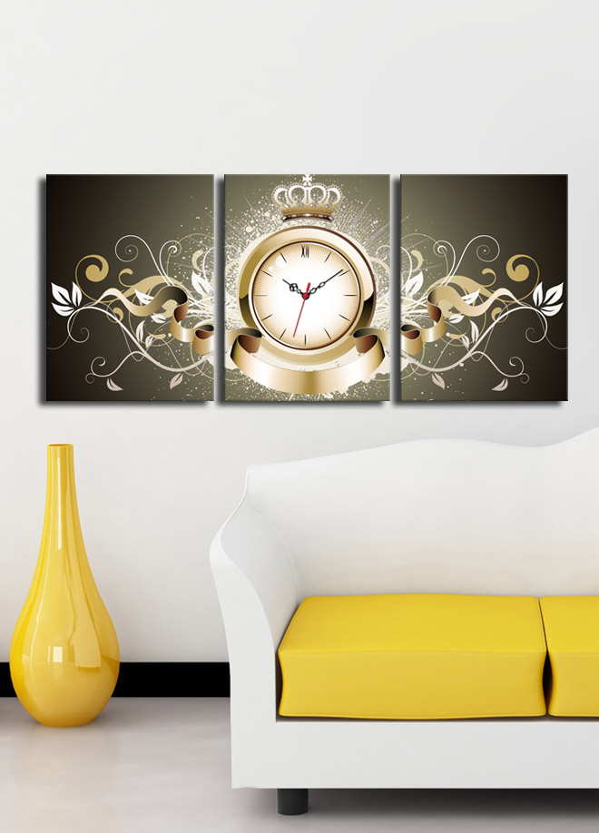 Ceas de perete, 3P3040CS-46, PÂNZĂ DIN PIELE ÎNTOARSĂ, 30 x 40 cm, 3 piese, Multicolor