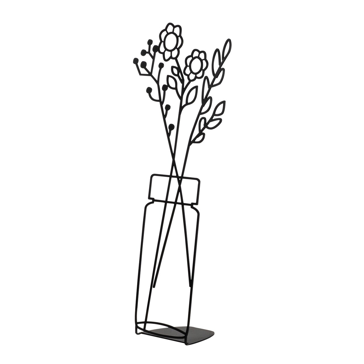 Decoratiune, Flowerpot, 24x52 cm, Metal, Negru - 2 | YEO