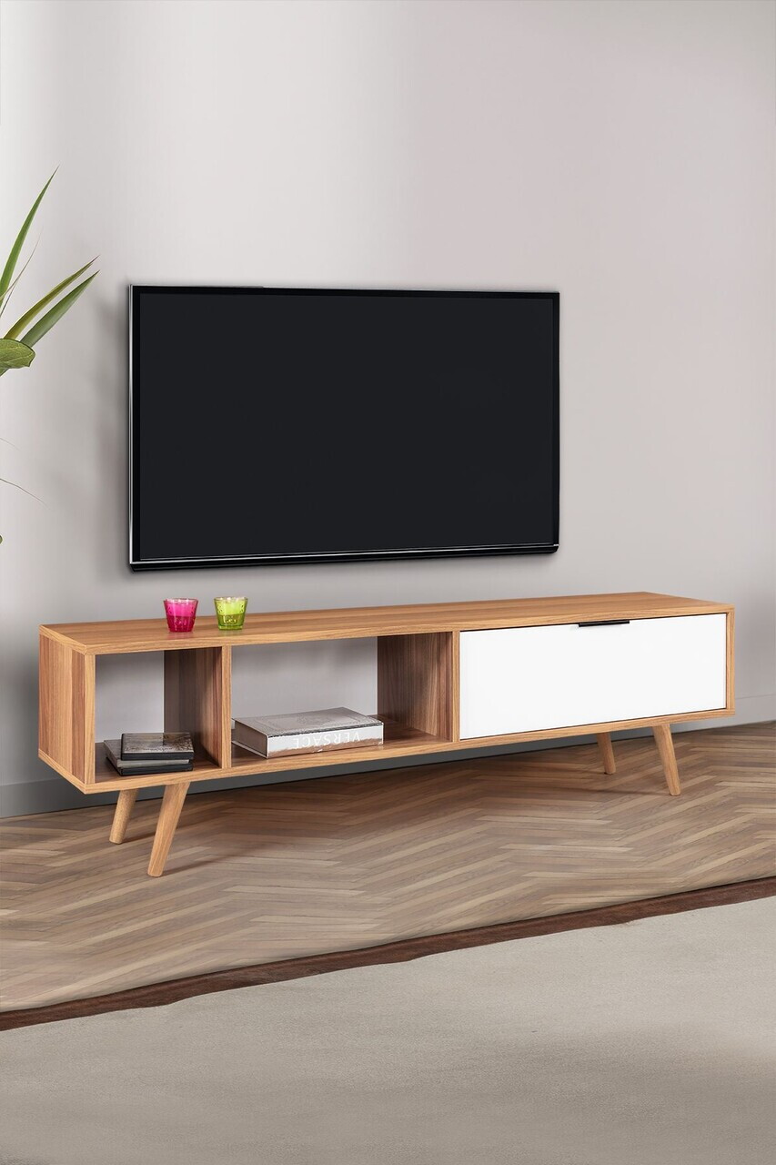 Comoda TV, Hanah Home, Venüs 3644, 160x46x35 cm, PAL, Nuc/Alb — imaginea 4