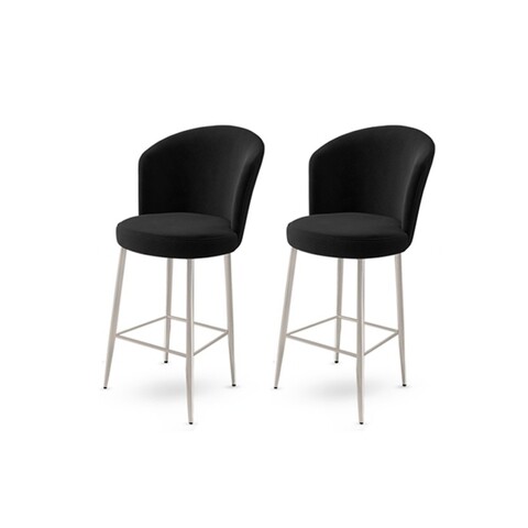 Set scaun de bar (2 bucăți), Charlotte, Fora, Metal, Negru / Crom