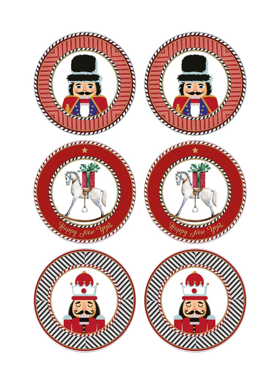 Set platouri servire desert, Hermia, 280TMA1621, Mașină de spălat vase - nesigură / Cuptor cu microunde - nesigură, Roșu / Alb / Gri