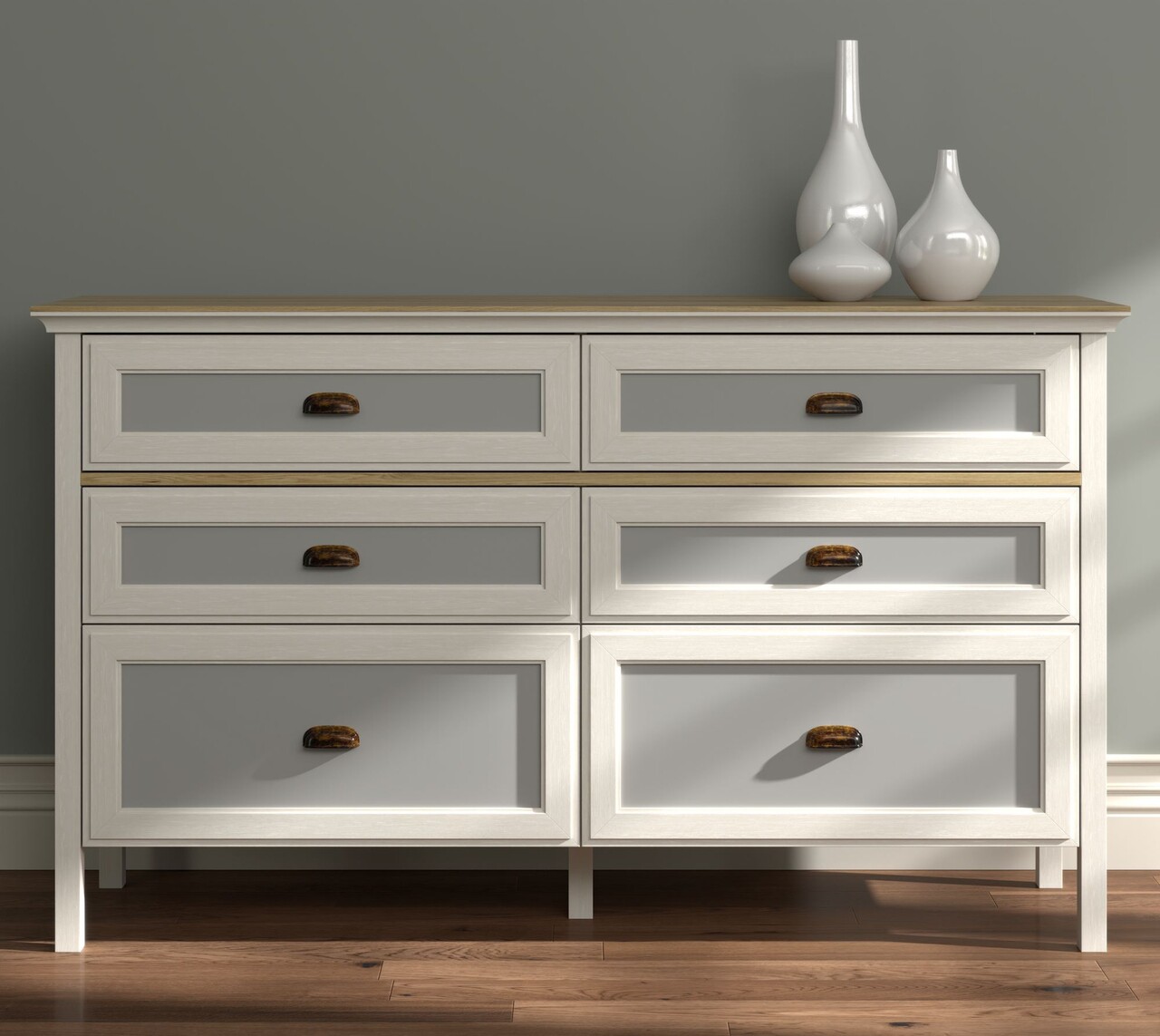 Dulap, Hanah Home, FRN-21014, 155.4x92x44.2 cm, PAL, Crem / Stejar / Gri - view 2