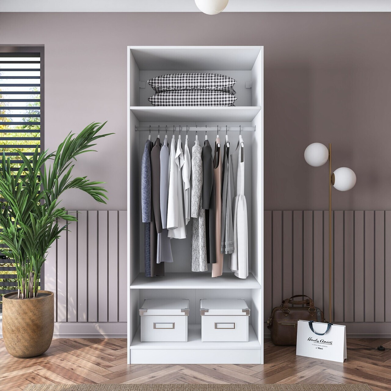 Dulap pentru haine, Hanah Home, BA189, 90x210x57.5 cm, PAL melaminat, Alb - view 6