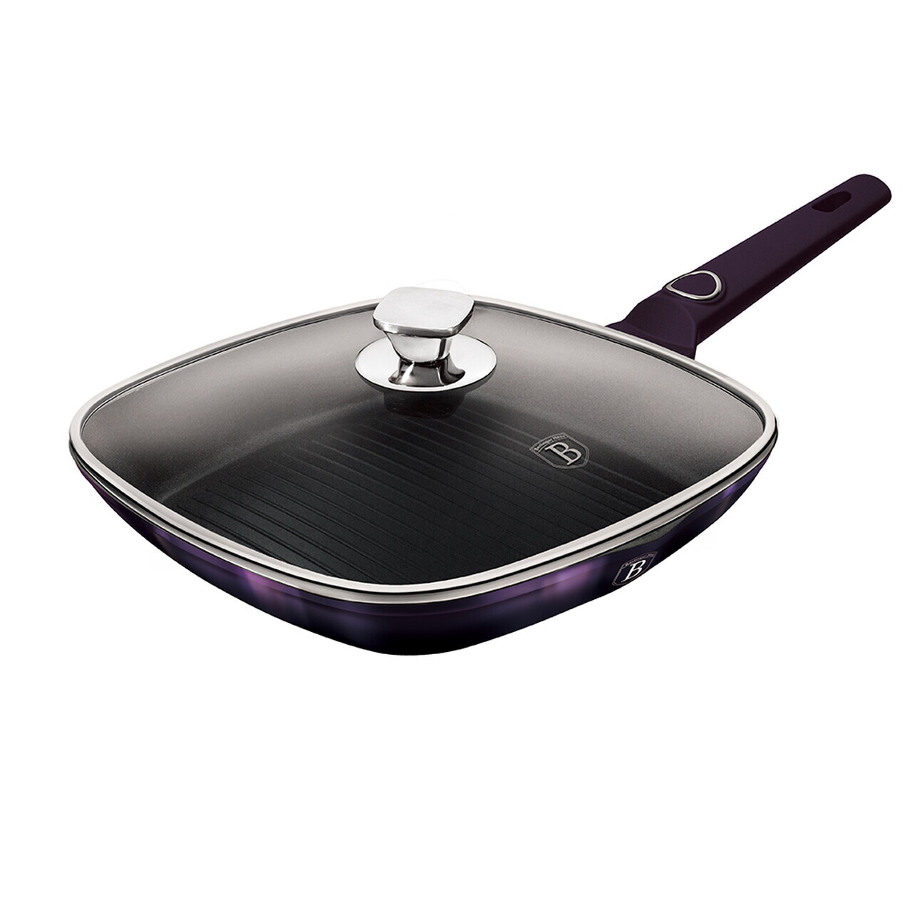 Tigaie grill cu capac Berlinger Haus, Purple Eclipse, 28 cm, 2.1 L, aluminiu forjat, mov - imagine 4