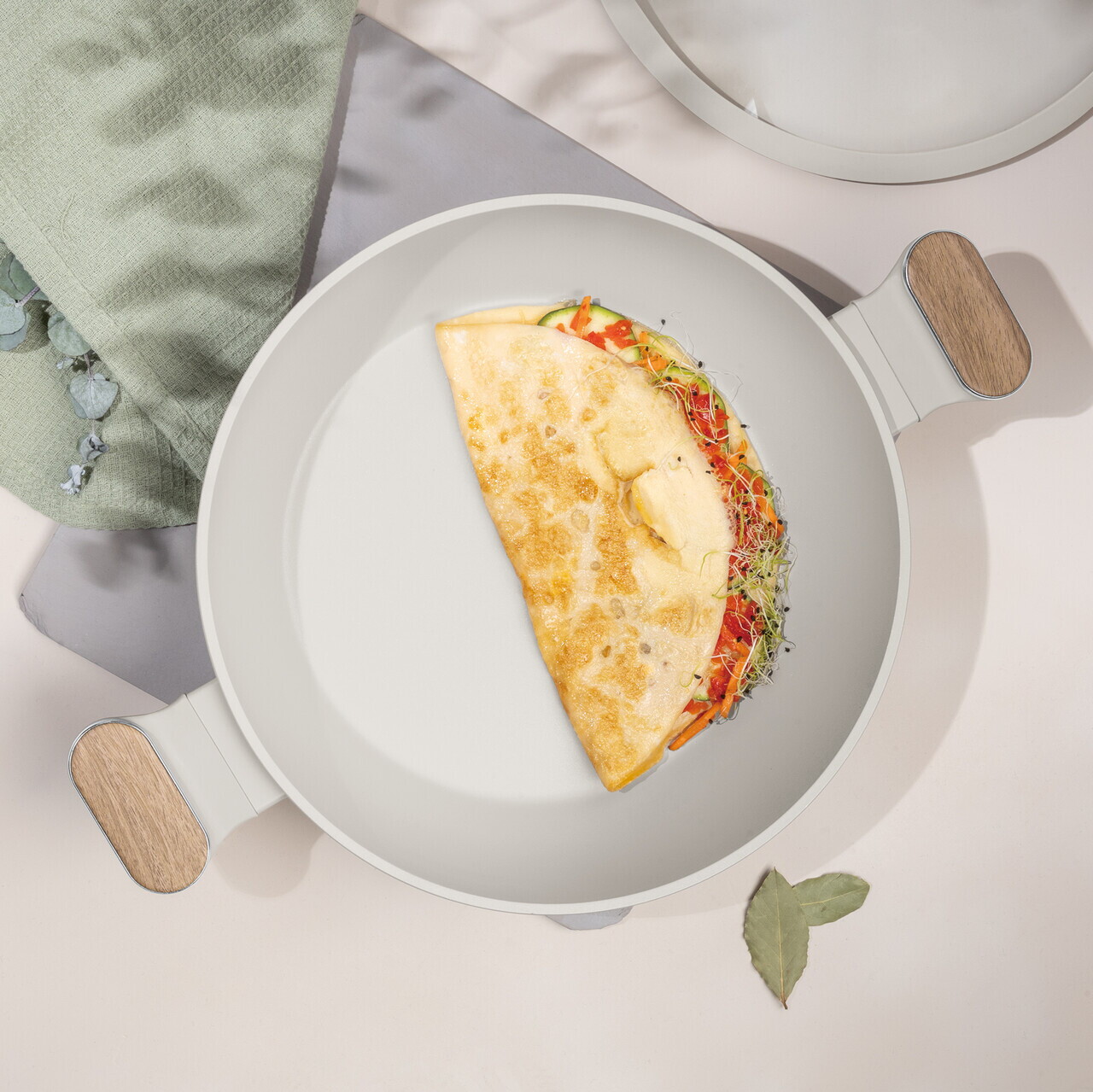 Oala cu capac Berlinger Haus, Sahara Nordic, 28 cm, 3.8 L, aluminiu forjat, crem mat/natur - imagine 2