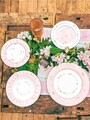 Serviciu de masa 18 piese, Brandani, Polline Pink, portelan New Bone China