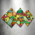 Set 4 tablouri decorative, 4MDF425657590, MDF, Imprimat UV, Multicolor