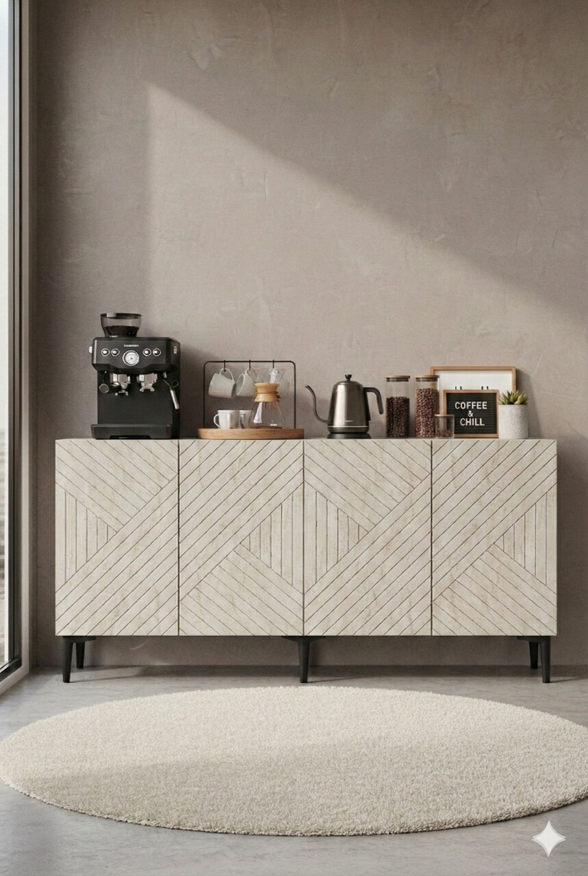 Consola, Hanah Home, Ferro 150, 150x75x32 cm, Alb / Travertin - view 3