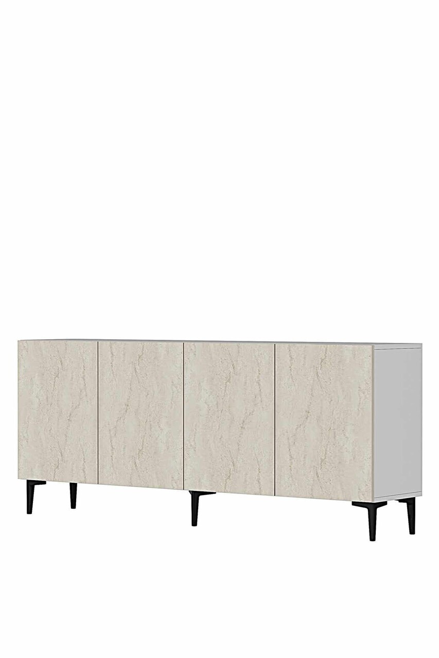 Consola, Hanah Home, Didema 180, 180x79x32 cm, Alb / Travertin — imaginea 5