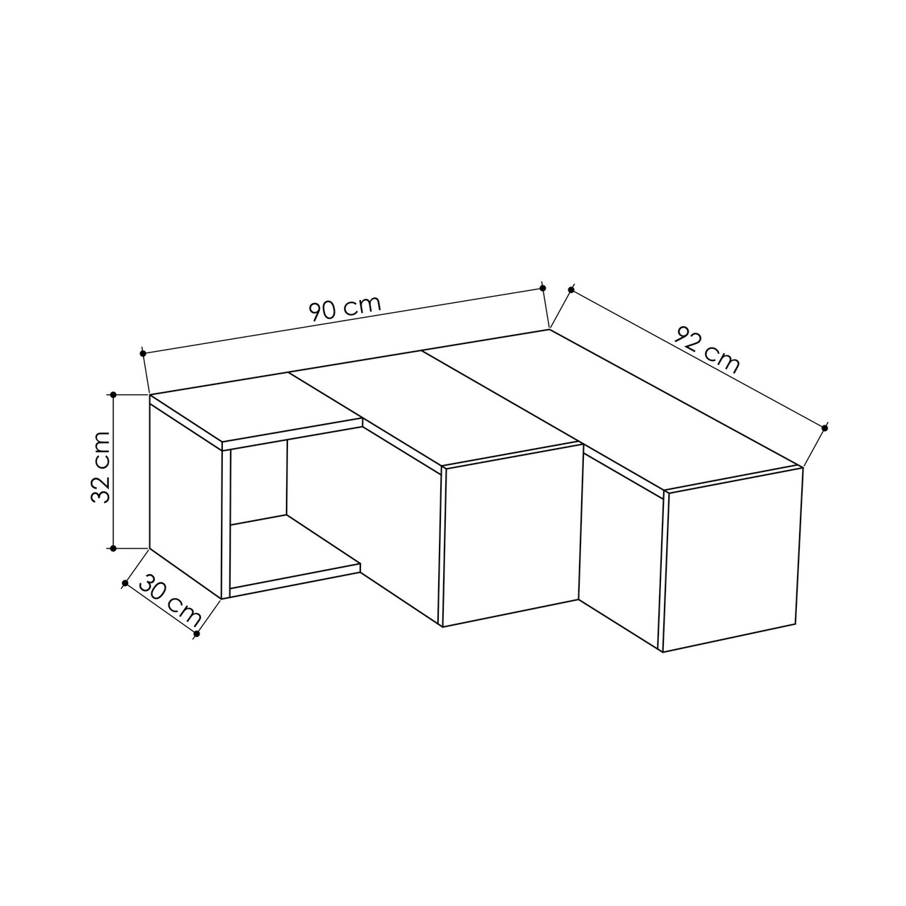 Comoda TV, Decortie, Compact, 90 X 32 X 92 Cm, Pal Melaminat, Alb/stejar