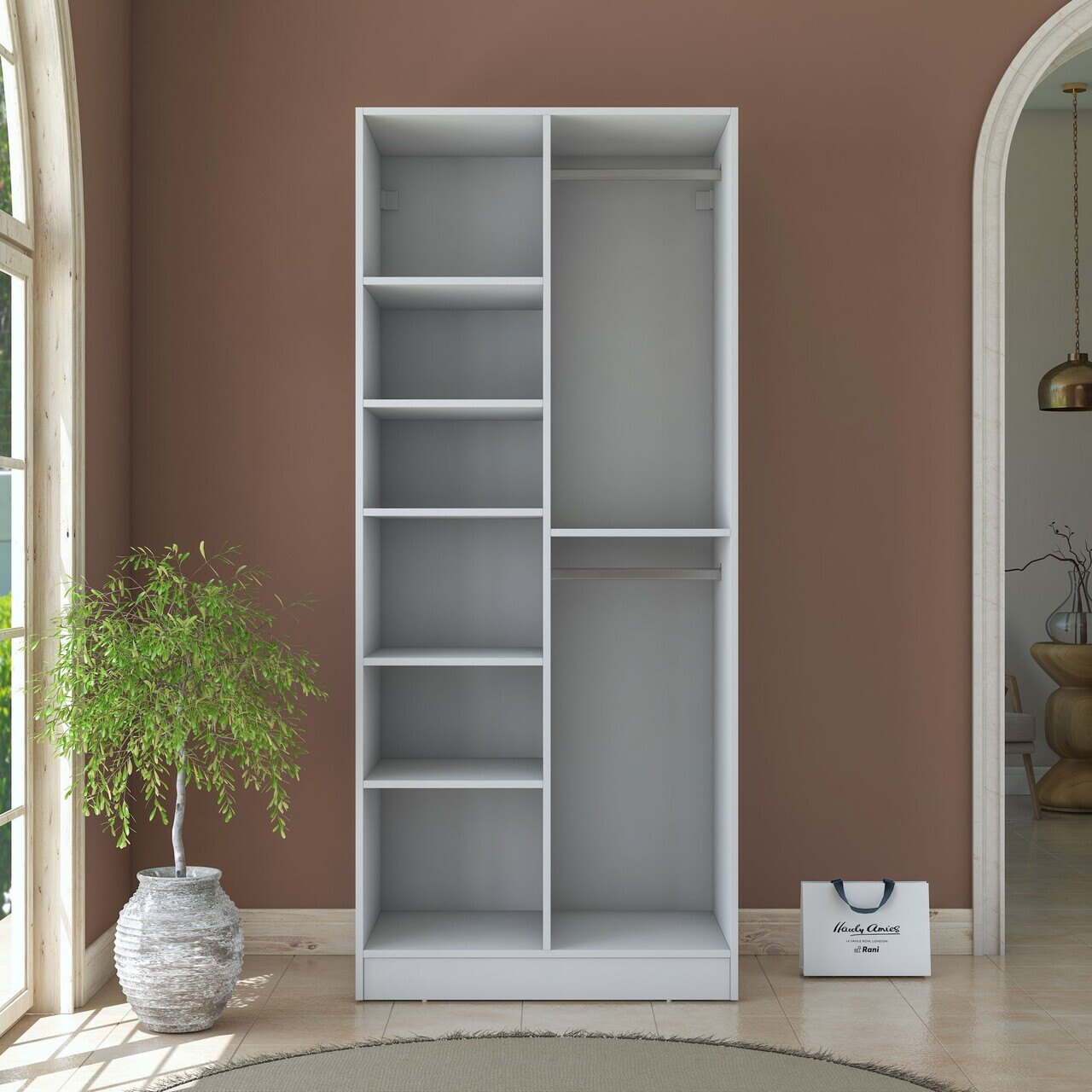 Dulap pentru haine, Hanah Home, BA220, 90x210x57.5 cm, PAL melaminat, Alb - view 8