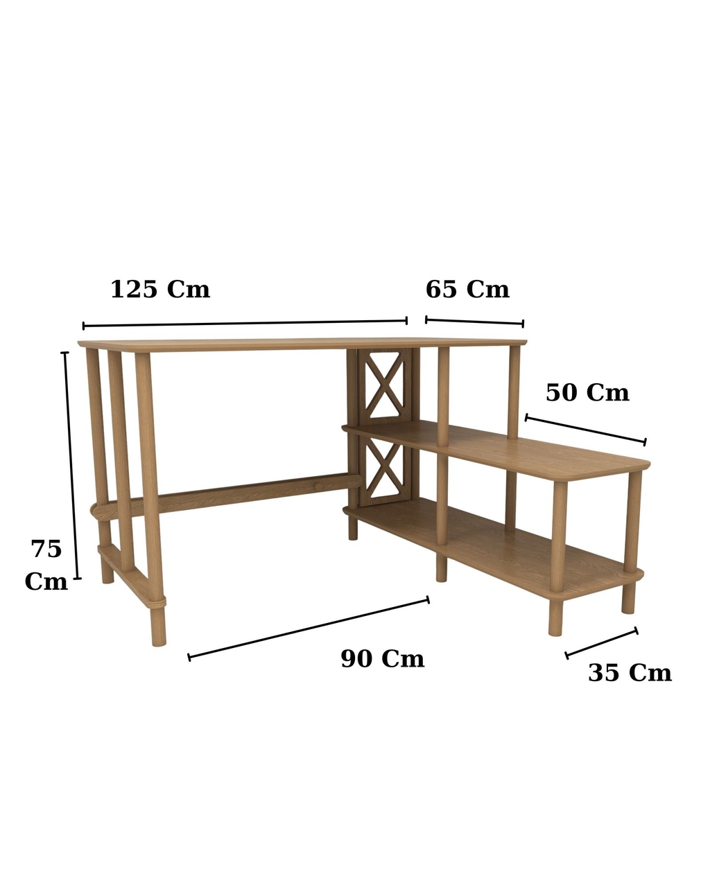 Birou, Hanah Home, Tavalo, 125x75x65 cm, Stejar - view 5