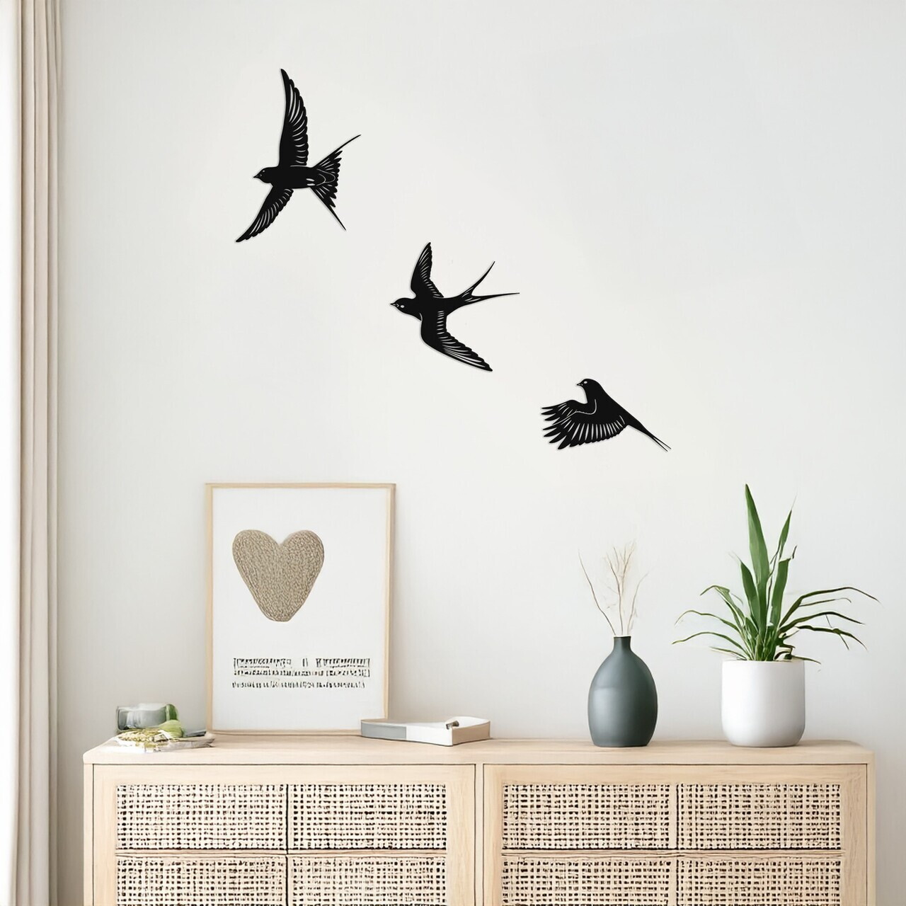 Set de accesorii decorative de perete din metal, DCV-1089-MT, Dimensiune: 22 x 22 cm (3 bucăți), Negru — imaginea 2