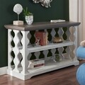 Consola accent, Havalance, L.116 l.44 H.71, lemn de pin/pal, alb antichizat/grej
