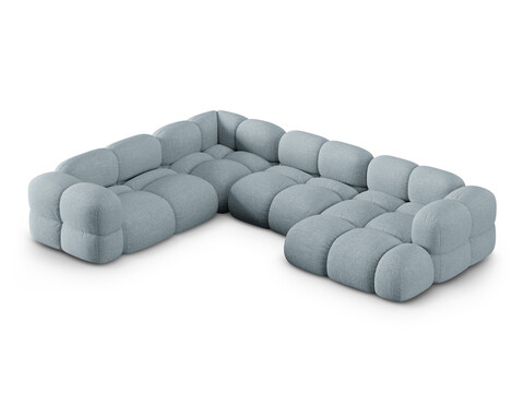 Coltar panoramic stanga 5 locuri, Loretto, Cosmopolitan Design, 345x250x68 cm, tesatura structurata, albastru pastel