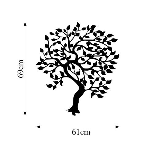 Decoratiune de perete, Tree, Metal, Dimensiune: 61 x 69 cm, Negru