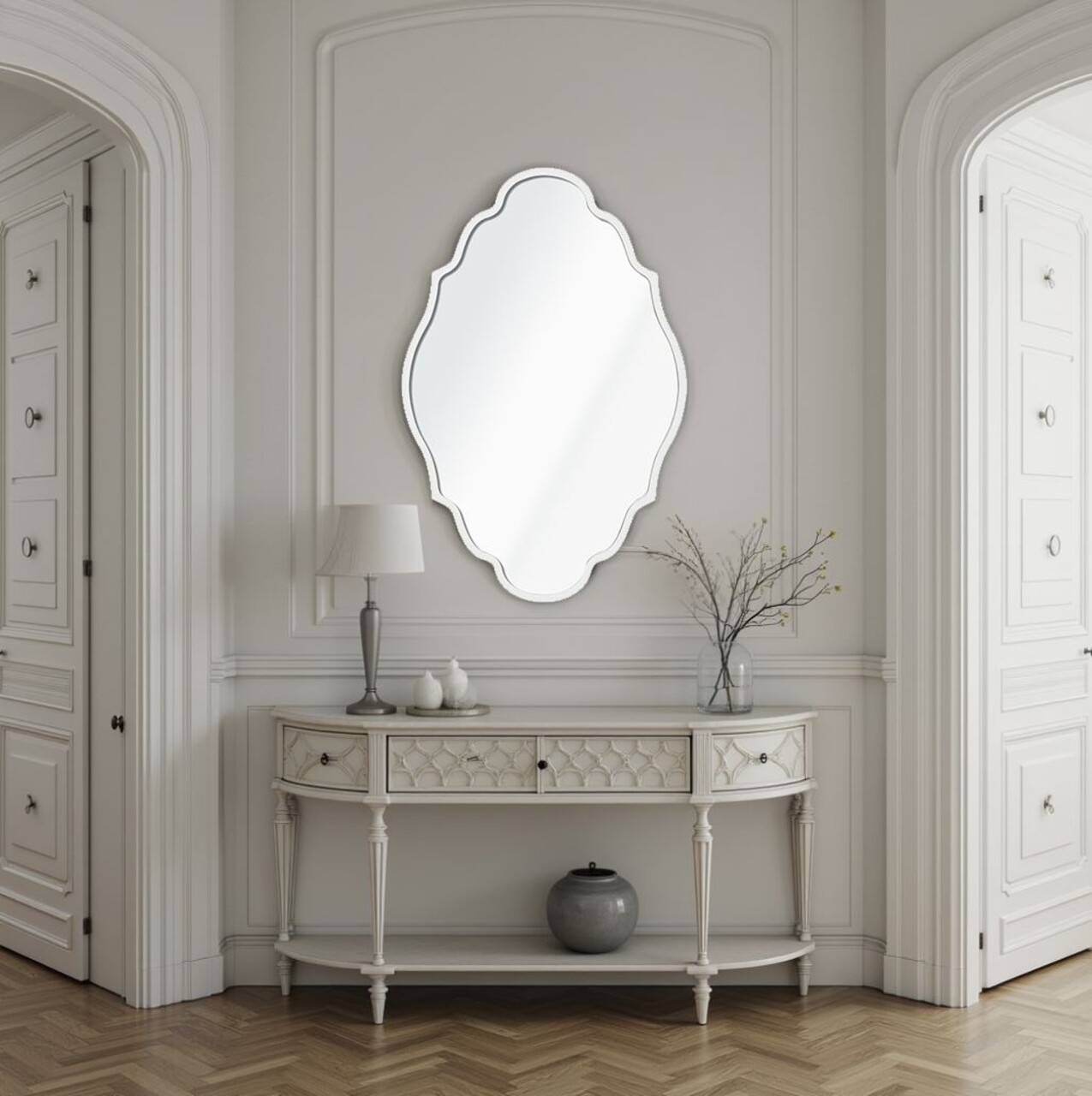 Oglinda decorativa, Lumisfera, Axis 30 x 47, Alb