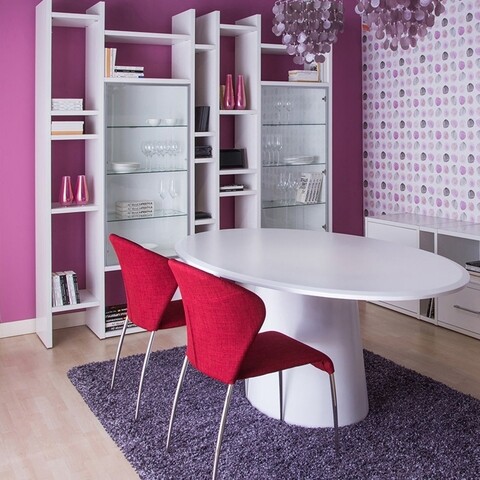 Masa ovala, Andrada, L.200 l.110 H.75, mdf, alb mat
