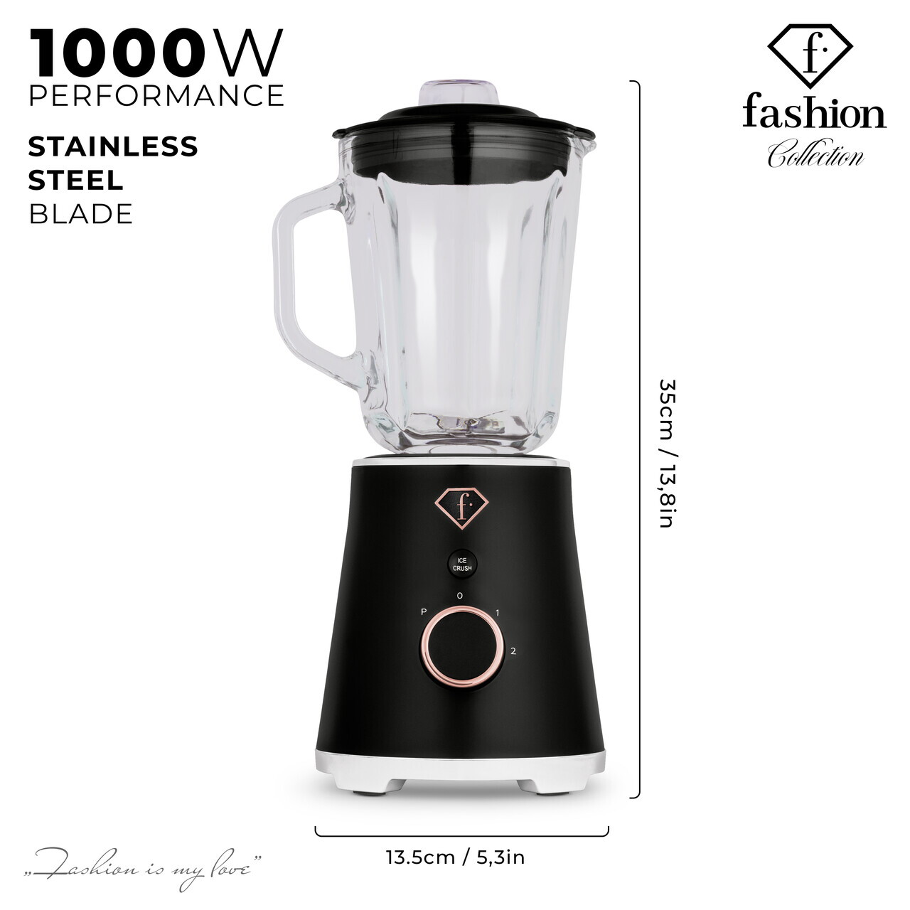 Blender de masa Fashion TV, Black Rose, 1.5L, 1000W, plastic/sticla, negru/transparent - view 6