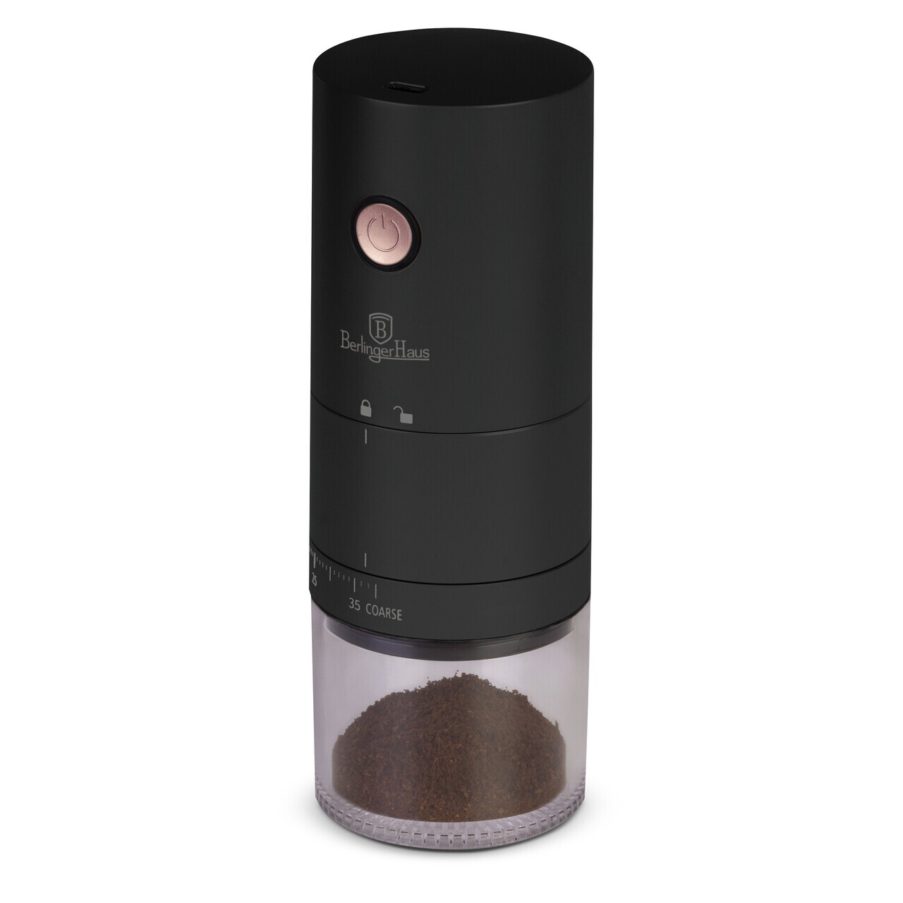 Rasnita de cafea portabila si reincarcabila Berlinger Haus, Black Rose, ceramica, negru - imagine 3