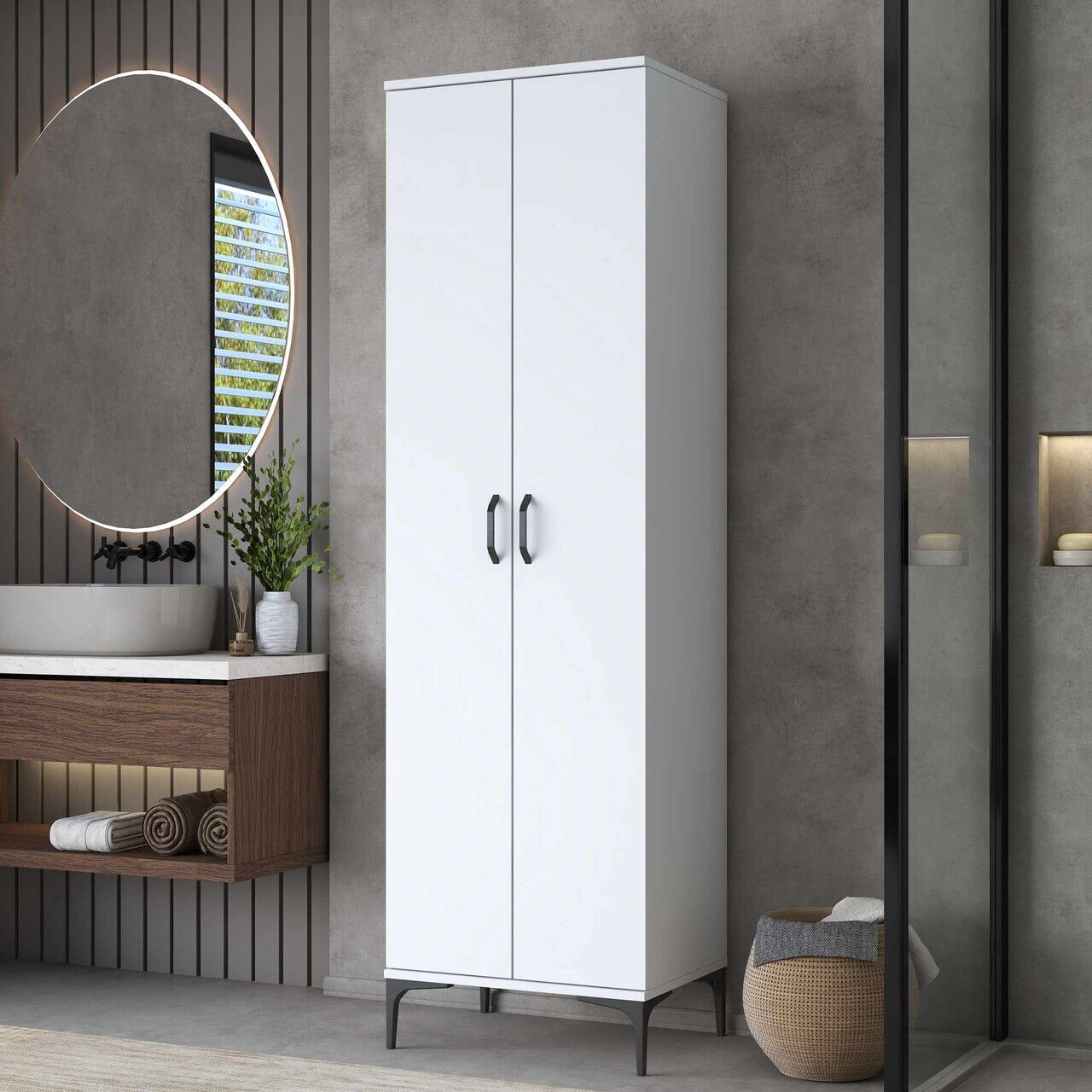 Dulap multifunctional, Hanah Home, JE258, 60x204.2x45 cm, Alb — imaginea 9