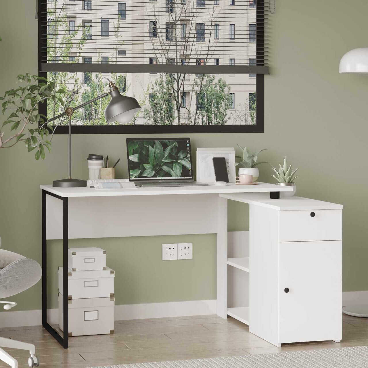 Birou Hanah Home Nor1-W 129.8x70x90 cm PAL Alb