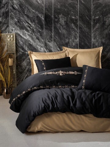 Lenjerie de pat dubla, Gloria - Gold, Cotton Box, Bumbac Satinat