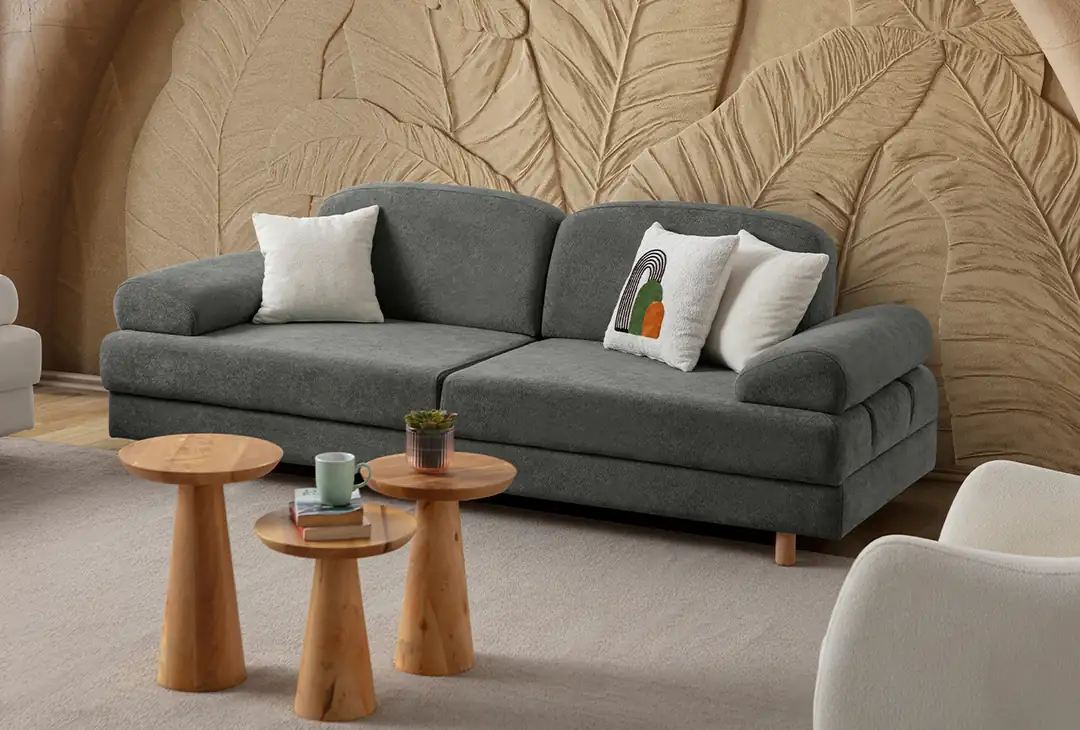 Canapea extensibila 3 locuri, Atelier del Sofa, 752EST1119, Frame: 70% HORNBEAM/30% MELAMINE COATED CHIPBOARD, Antracit